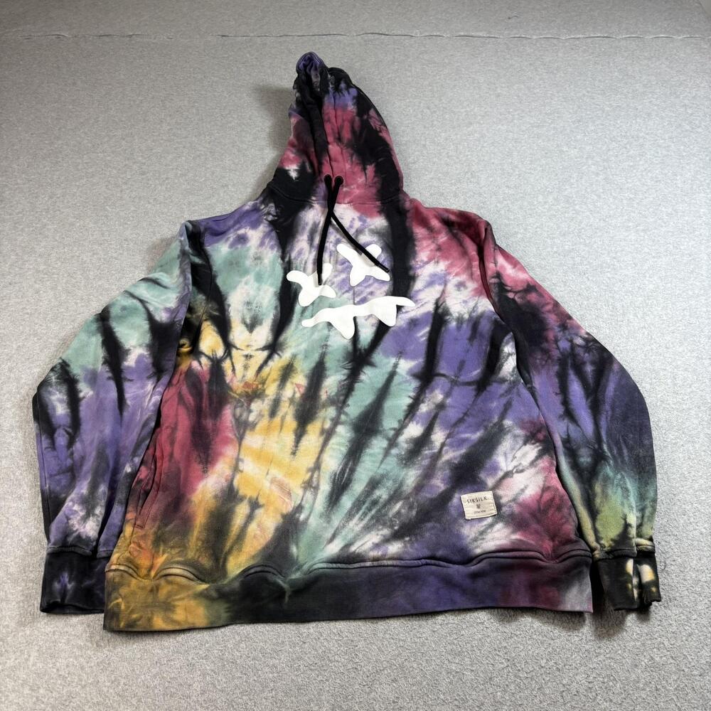SikSilk Steve Aoki Hoodie Mens Medium Multicolor Tie Dye Graphic 100% Cotton Y2K